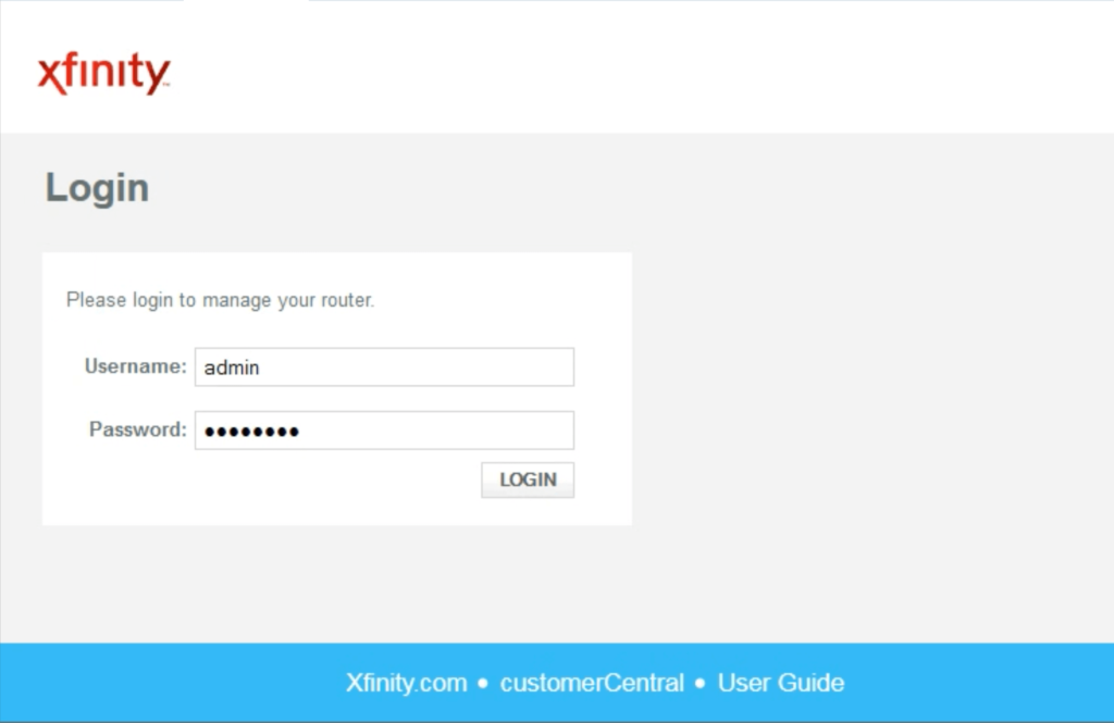 Xfinity Router Login - 192.168.1.1