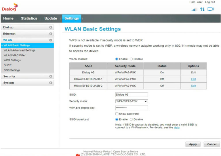 Dialog Router Login - 192.168.1.1