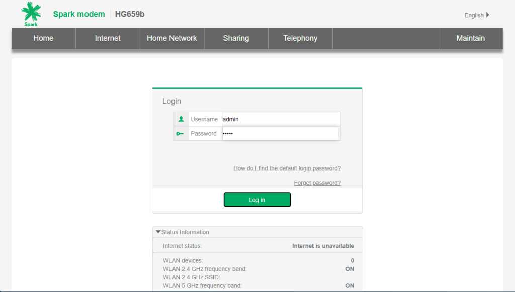 Spark Smart Modem Login 192.168.1.1