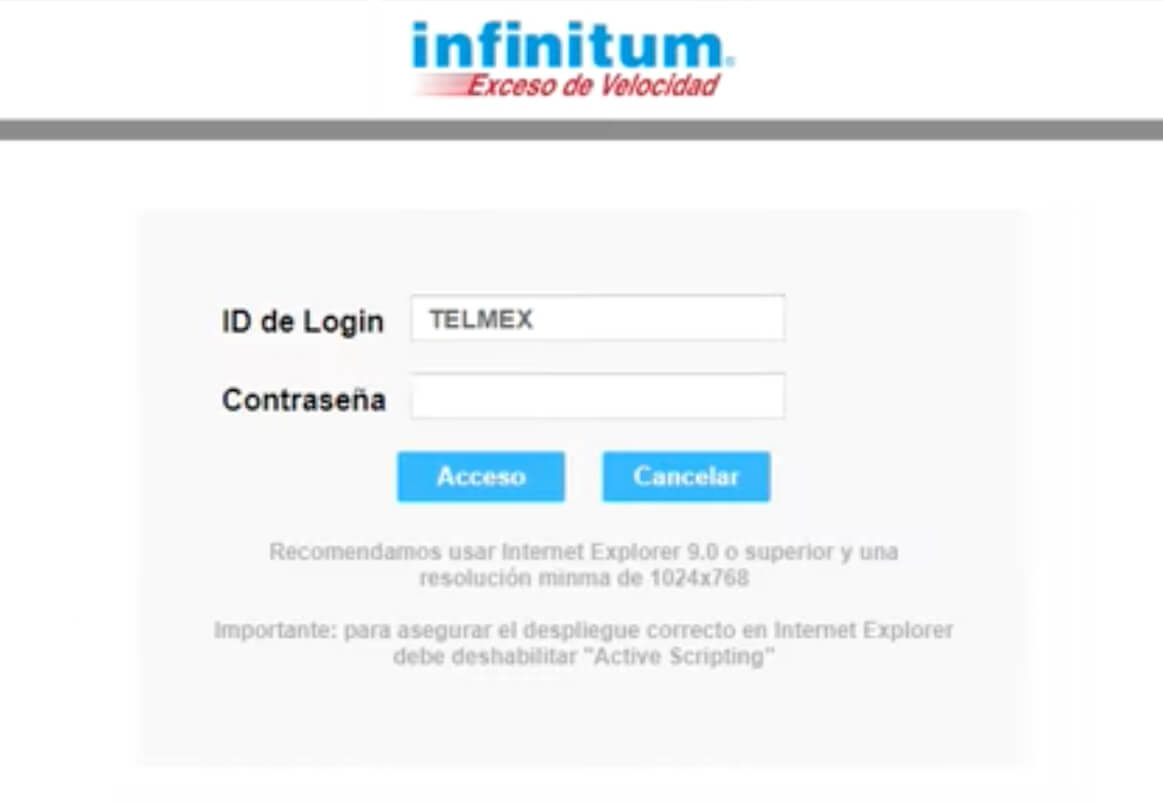 Telmex Router Login - 192.168.1.1