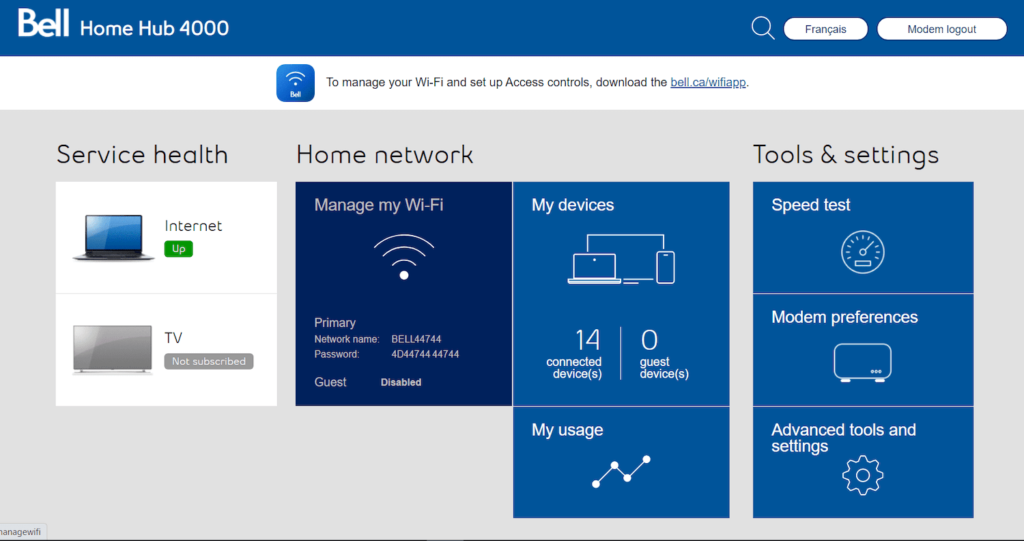 Bell Modem Login 192.168.1.1