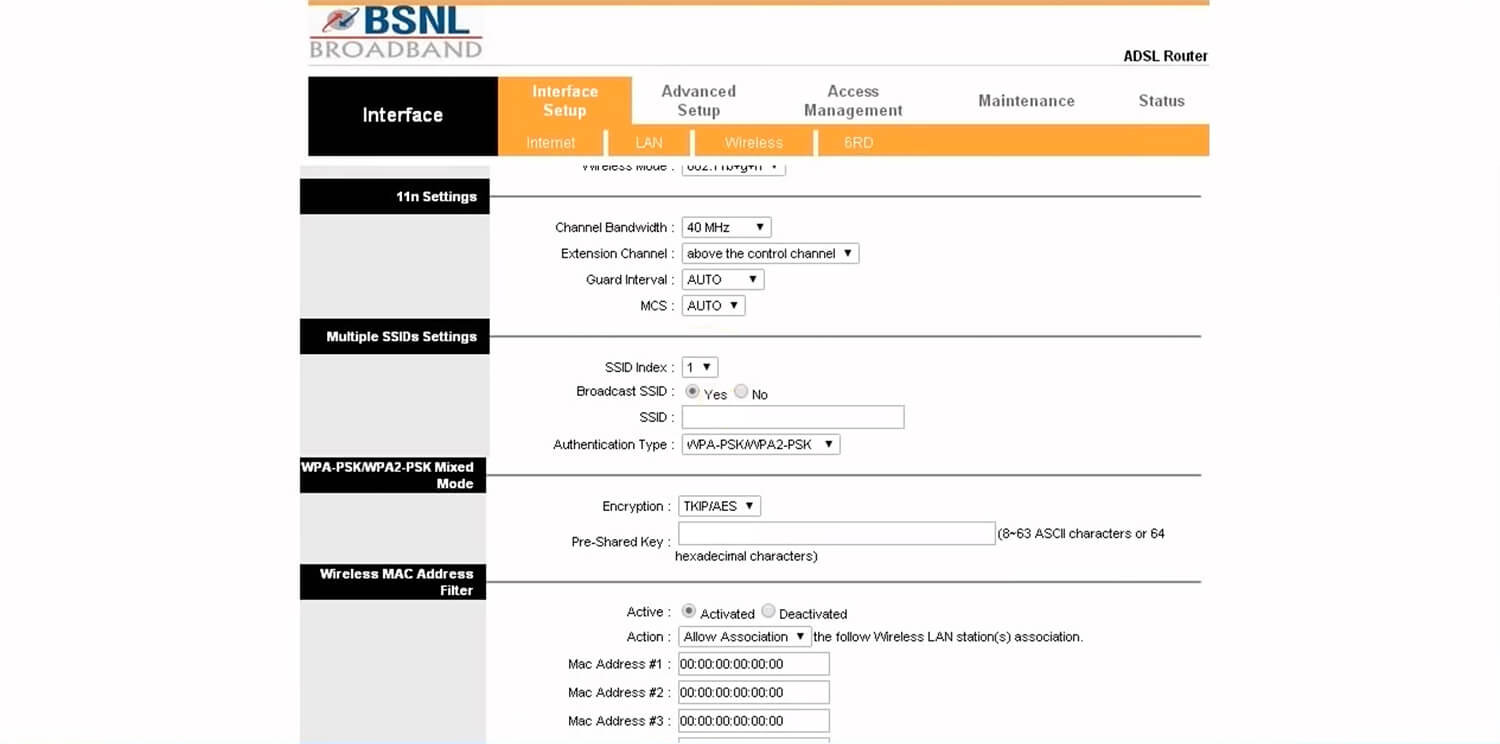 BSNL Router Login 192 168 1 1