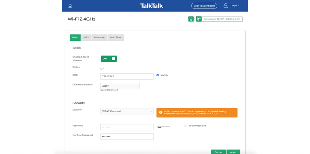 TalkTalk Router Login 192.168.1.1