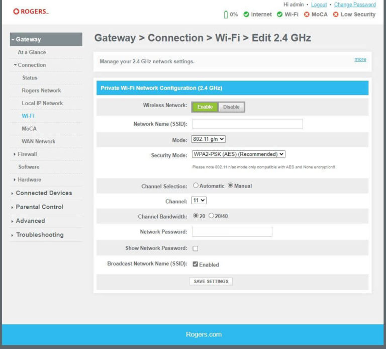 Rogers Modem Login - 192.168.1.1