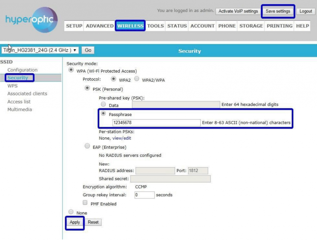 Hyperoptic Router Login 192.168.1.1