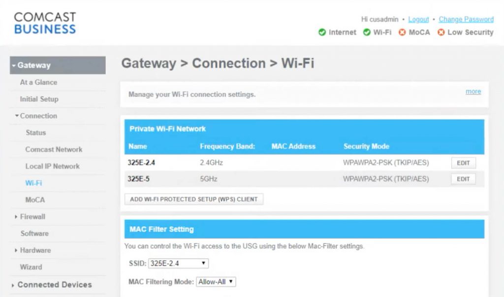 Comcast Business Router Login - 192.168.1.1