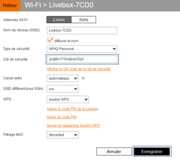 Change Orange Livebox WiFi Password and SSID 2