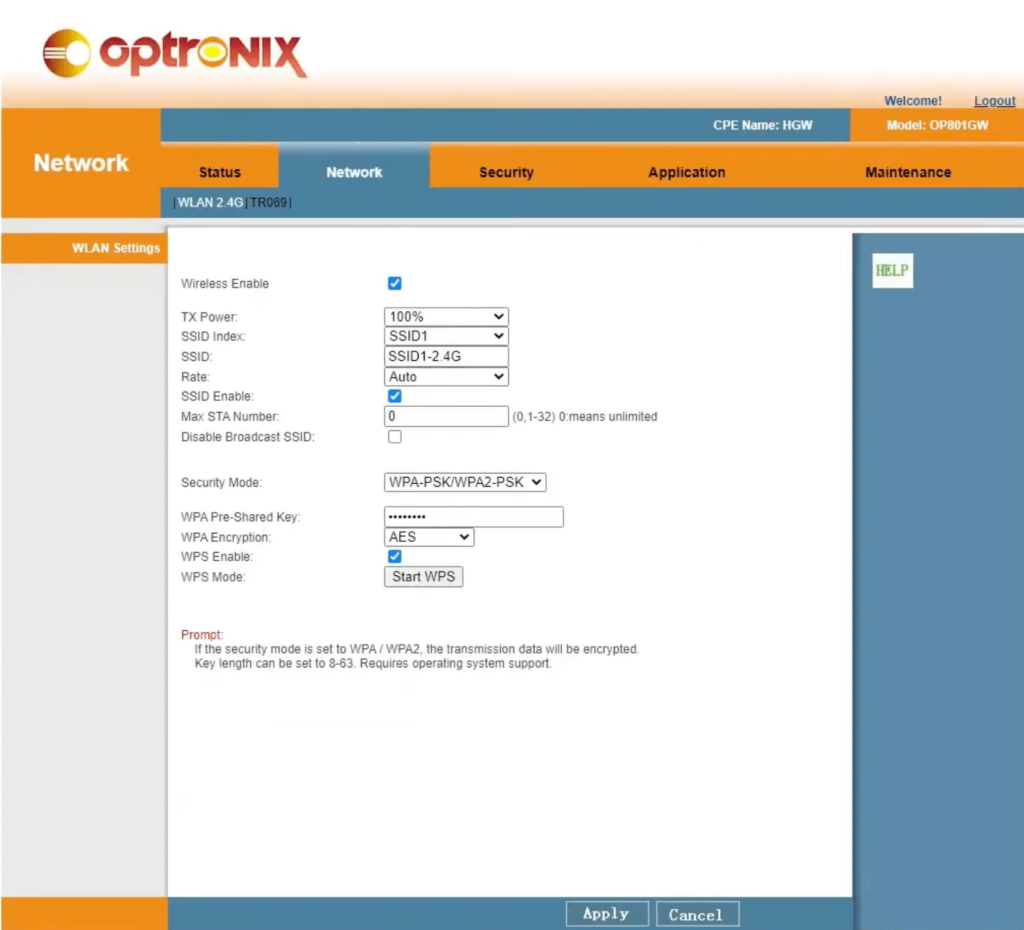 Optronix Router Login 192.168.1.1